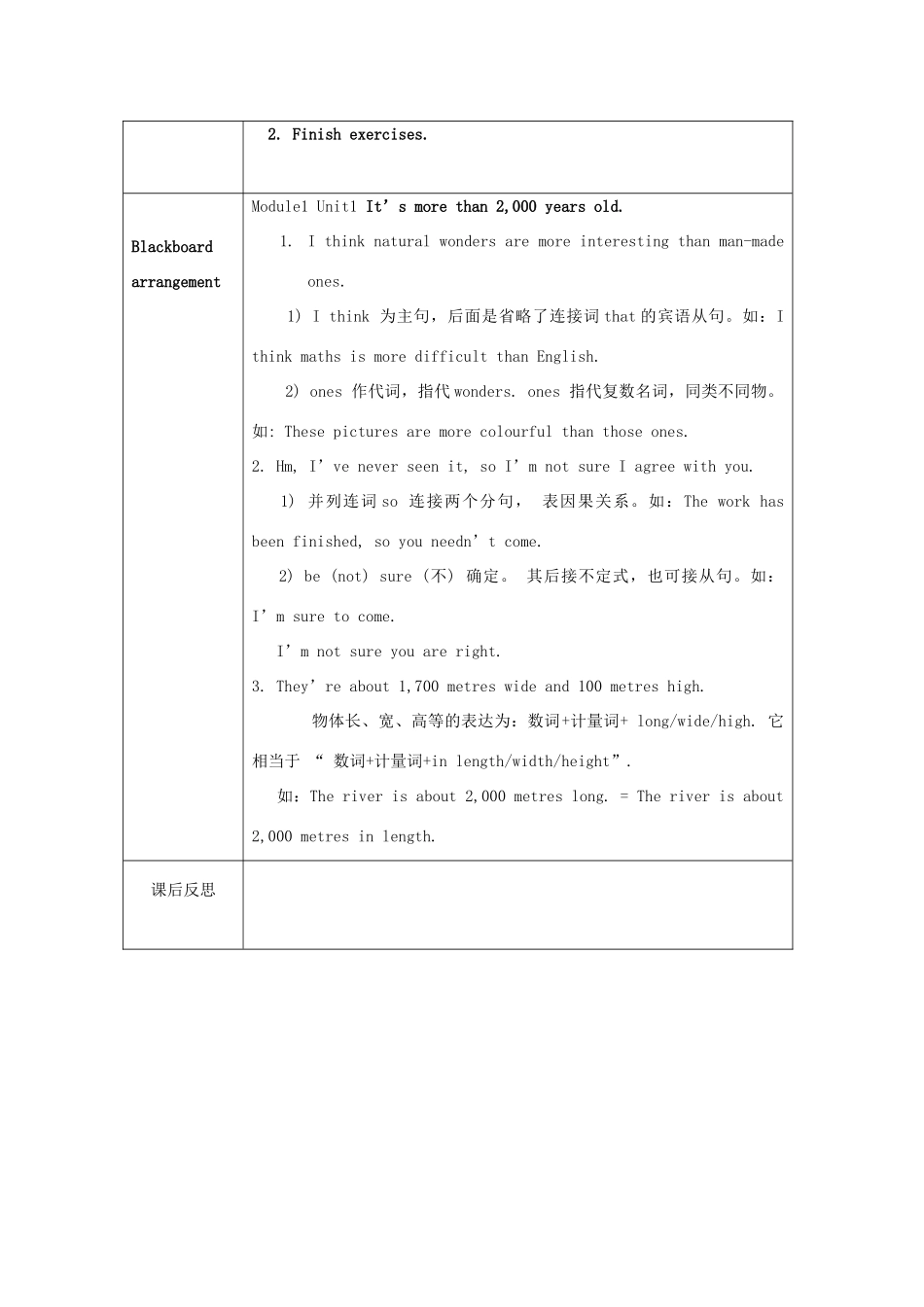 学年九年级英语上册 Module 1 Wonders of the world Unit 1 It’s more than 2，000 years old教案 （新版）外研版-（新版）外研版初中九年级上册英语教案_第3页