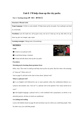 九年级英语I’ll help clean up the city parks教案2新人教版