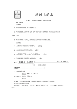 2016届地理一轮复习地球上的水自然界的水循环和水资源的合理利用来源：学优高考网1230336剖