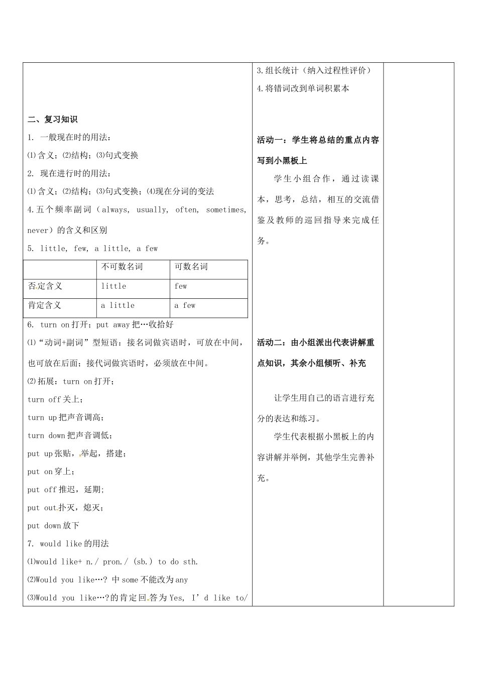 中考英语 七上 Module 6-10复习教案1-人教版初中九年级全册英语教案_第2页