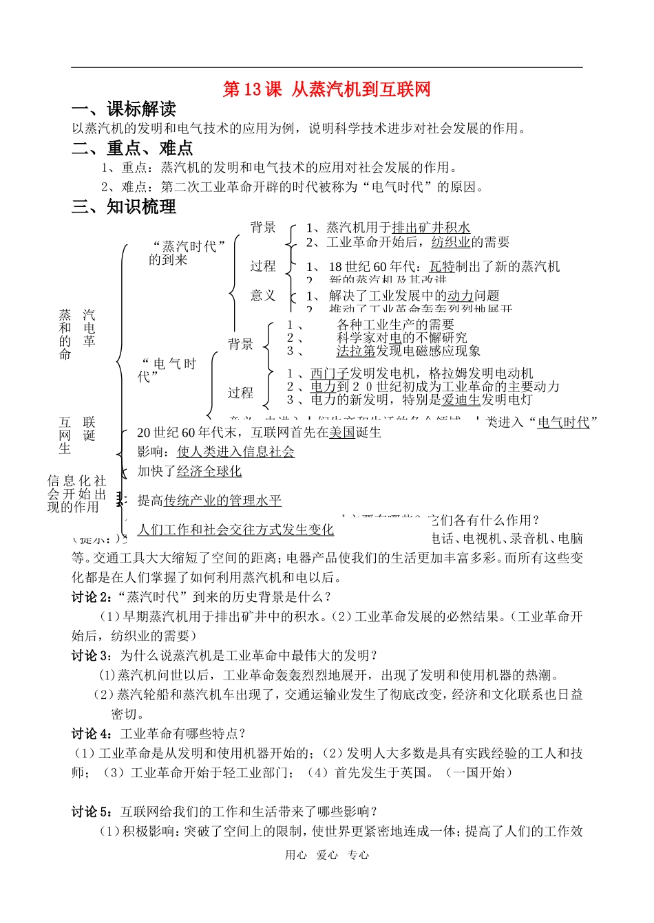 高中历史第13课　从蒸汽机到互联网　教案2人教版必修3_第1页
