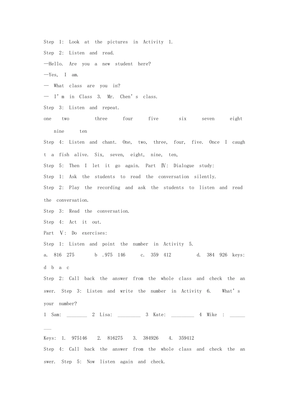 七年级英语上册 Starter Module 2 My English lesson Unit 2 What's your number教案 （新版）外研版-（新版）外研版初中七年级上册英语教案_第2页