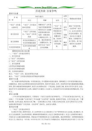高中历史百花齐放 百家争鸣教案 岳麓版 必修3