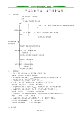 高中历史民国年间民族工业的曲折发展教案2人民版 必修2