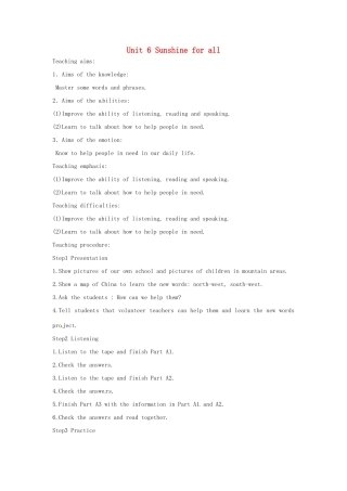 八年级英语下册《Unit 6 Sunshine for all Integrated skills》教案 （新版）牛津版-（新版）牛津版初中八年级下册英语教案