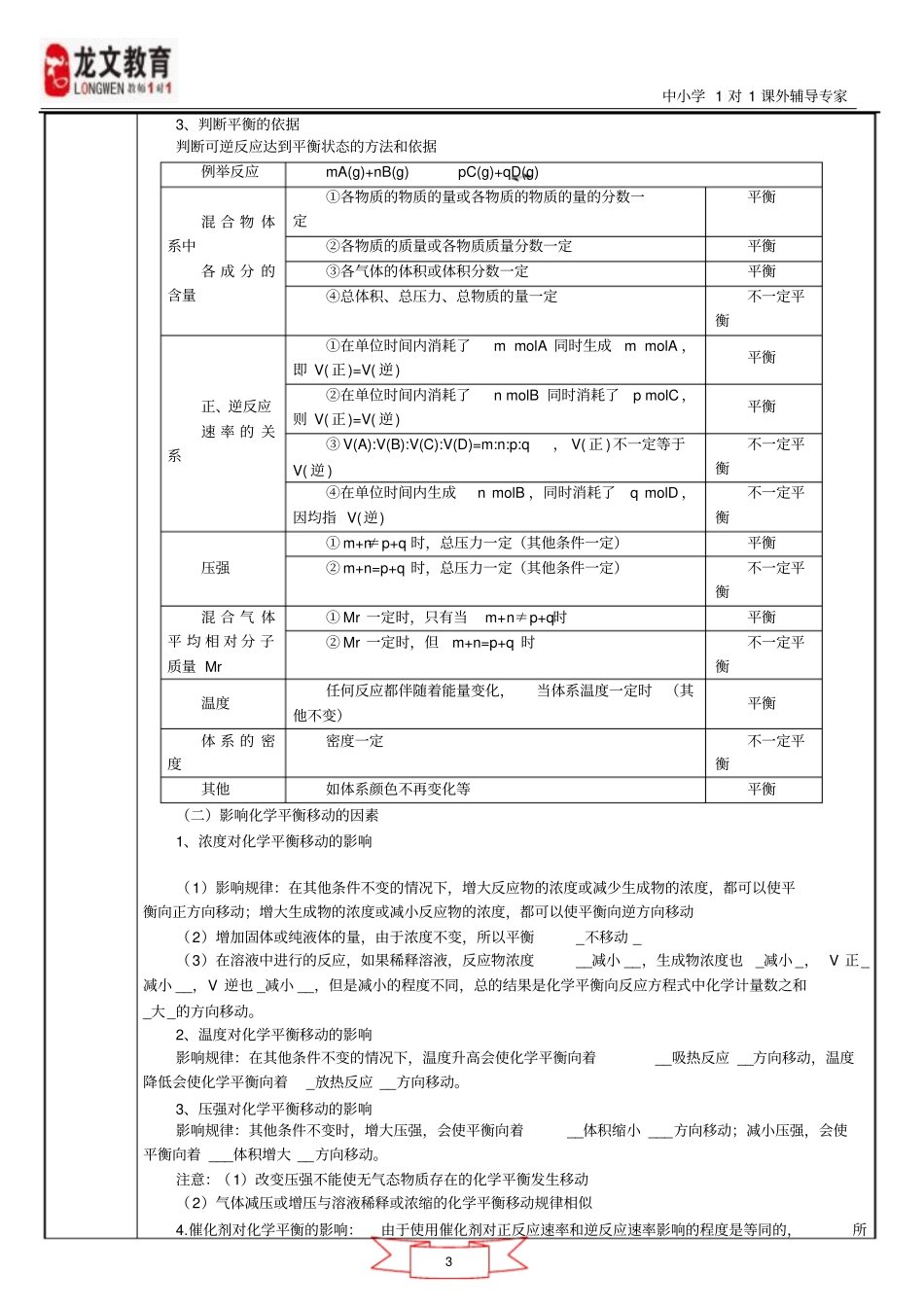 2016年10月浙江学考选考要求选修4化学反应原理化学平衡经典总结资料_第3页