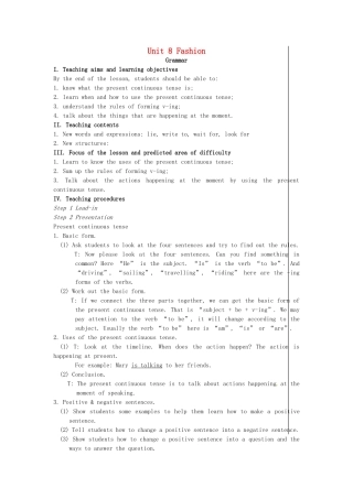 七年级英语上册 Unit 8 Fashion（第4课时）教案 （新版）牛津版-（新版）牛津版初中七年级上册英语教案