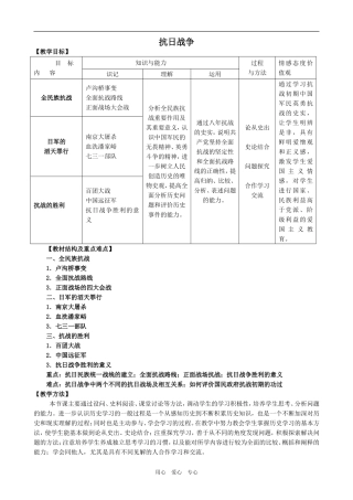 高中历史抗日战争人教版必修一