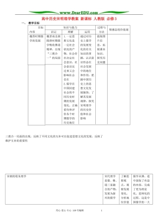 高中历史宋明理学教案 新课标 人教版 必修3