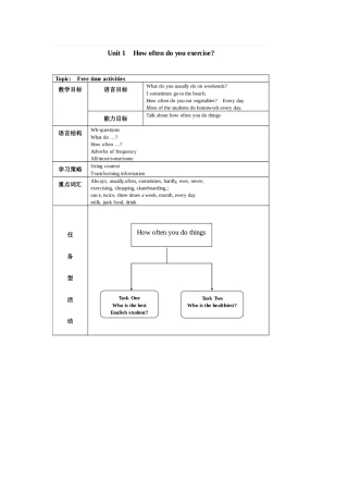 人教版英语八上 Unit 1 how often do you exercise 教案2