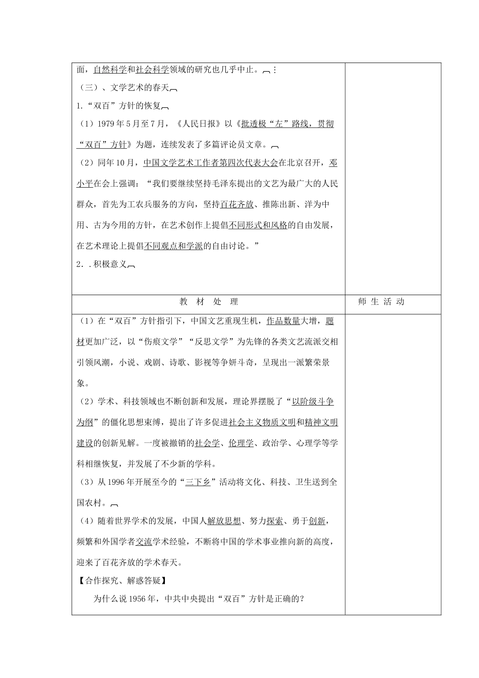 高中历史复习 第六单元 现代世界的科技与文化 第29课 百花齐放 百家争鸣教案 岳麓版必修3-岳麓版高三必修3历史教案_第2页