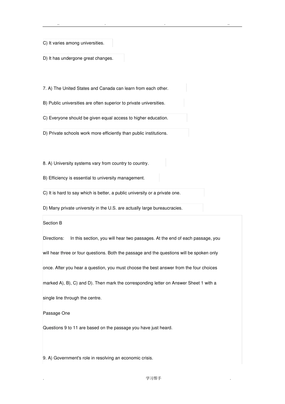 2016年6月英语六级考试真题试卷附答案和解析第1套_第3页