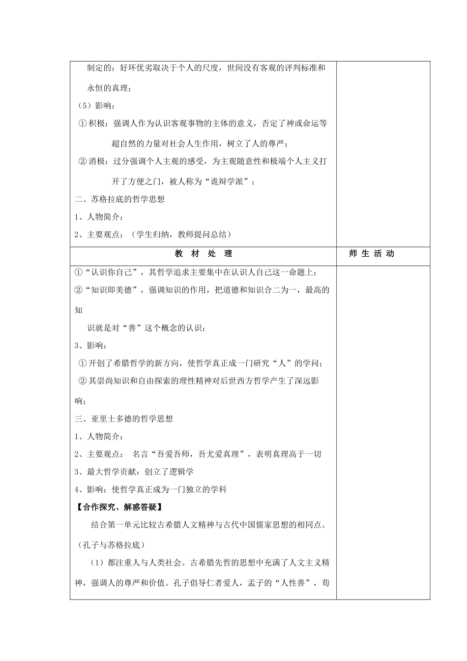 高中历史复习 第三单元 从人文精神之源到科学理性时代 第11课 希腊先哲的精神觉醒教案 岳麓版必修3-岳麓版高三必修3历史教案_第2页