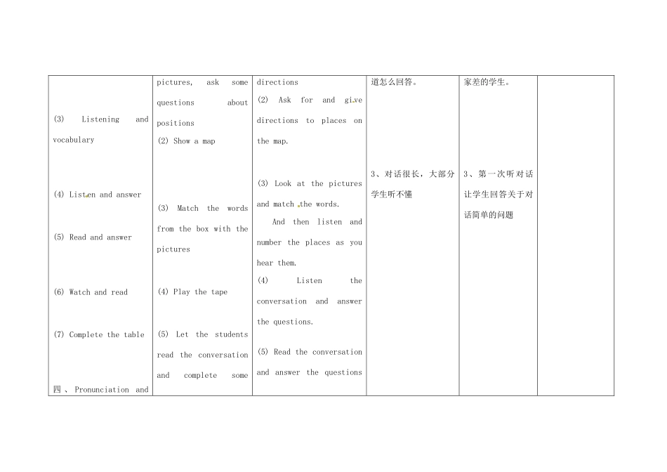 四川省华蓥市明月镇七年级英语下册 Module 6 Around town Unit 1 Could you tell me how to get to the National Stadium教案1 （新版）外研版_第3页