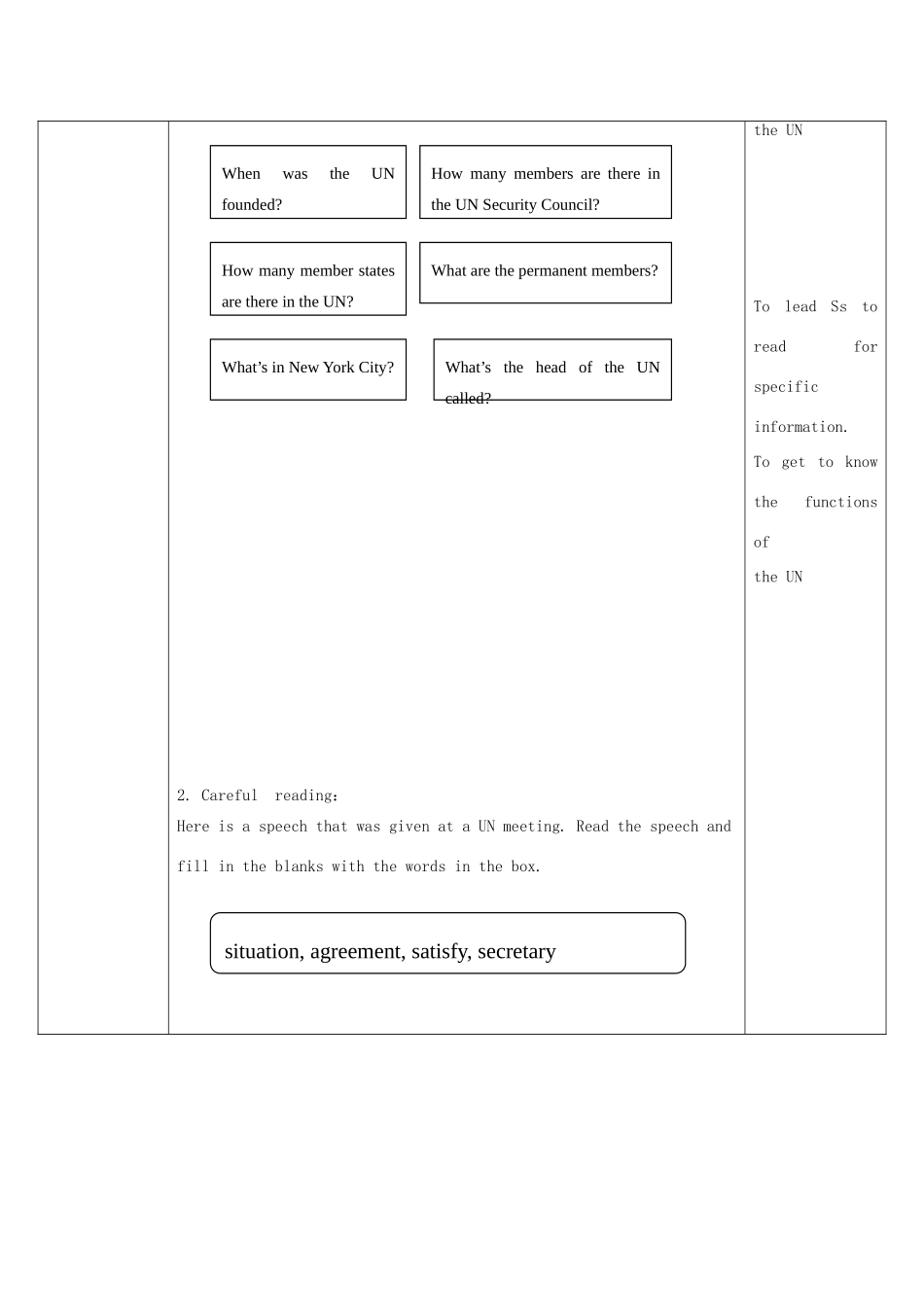 九年级英语下册 Unit 7 Lesson 40 The UN—Power of Words教学设计 （新版）冀教版_第2页
