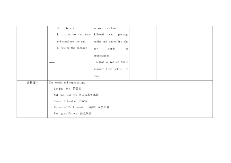 四川省华蓥市明月镇七年级英语下册 Module 6 Around town Unit 2 The London Eye is on your right教案1 （新版）外研版_第3页
