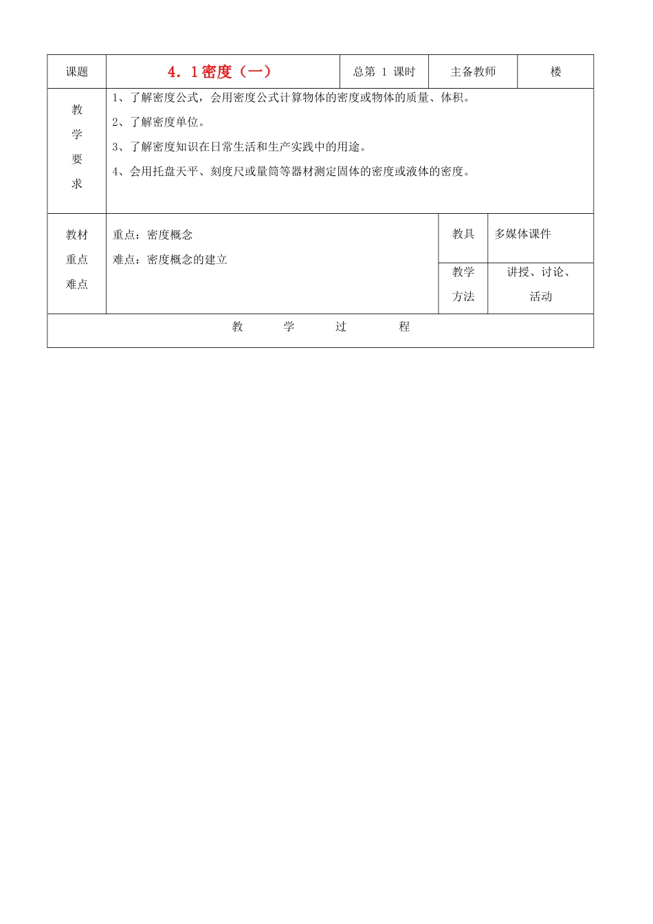 八年级科学上册 第四章 浮力教案（全） 华师大版_第1页