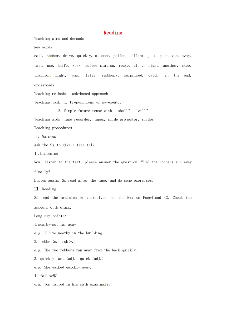 七年级英语下册 Unit 4 Finding your way Reading教案 （新版）牛津版-（新版）牛津版初中七年级下册英语教案_第1页