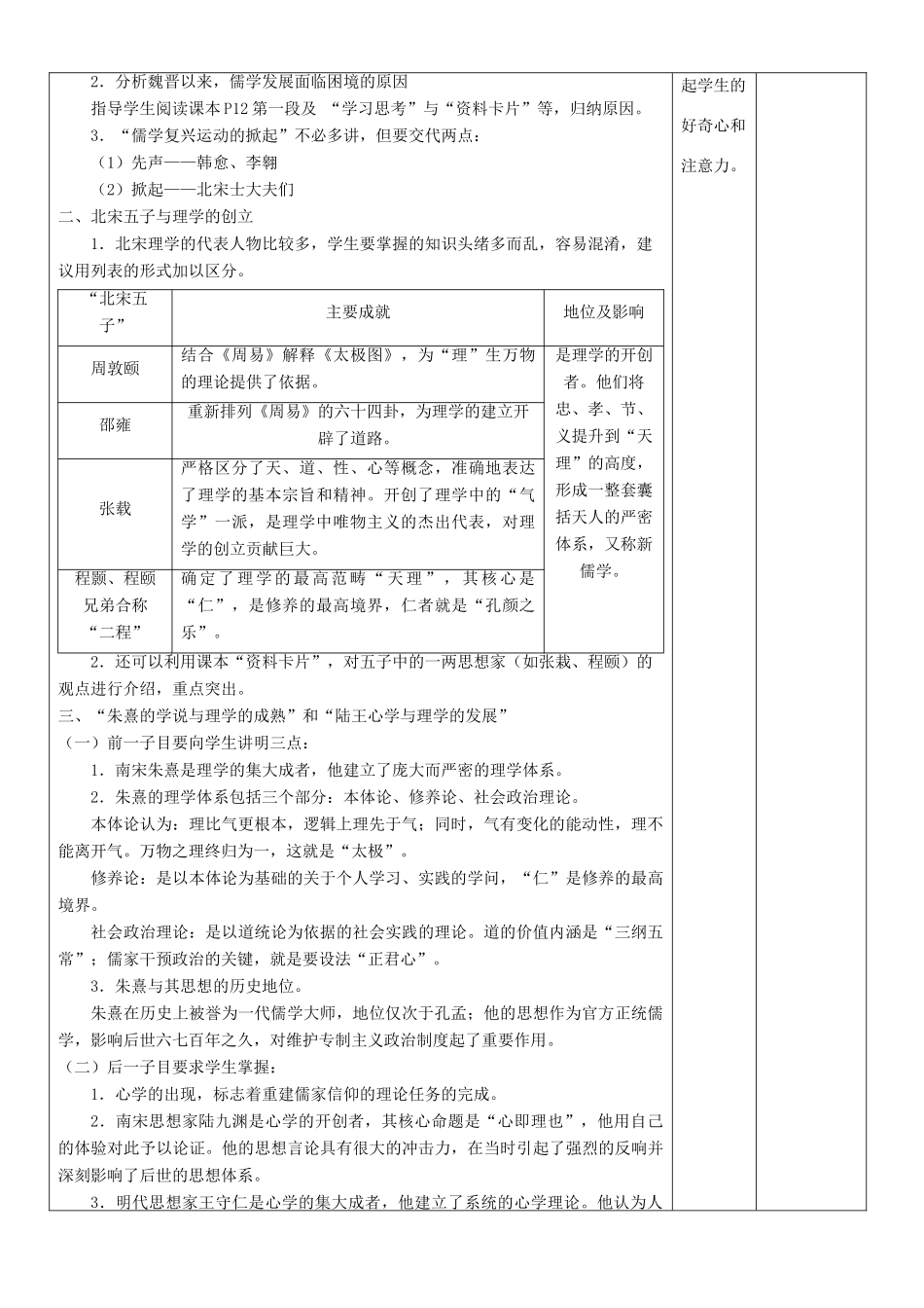 高中历史上学期第5周 宋明理学教学设计-人教版高中全册历史教案_第2页