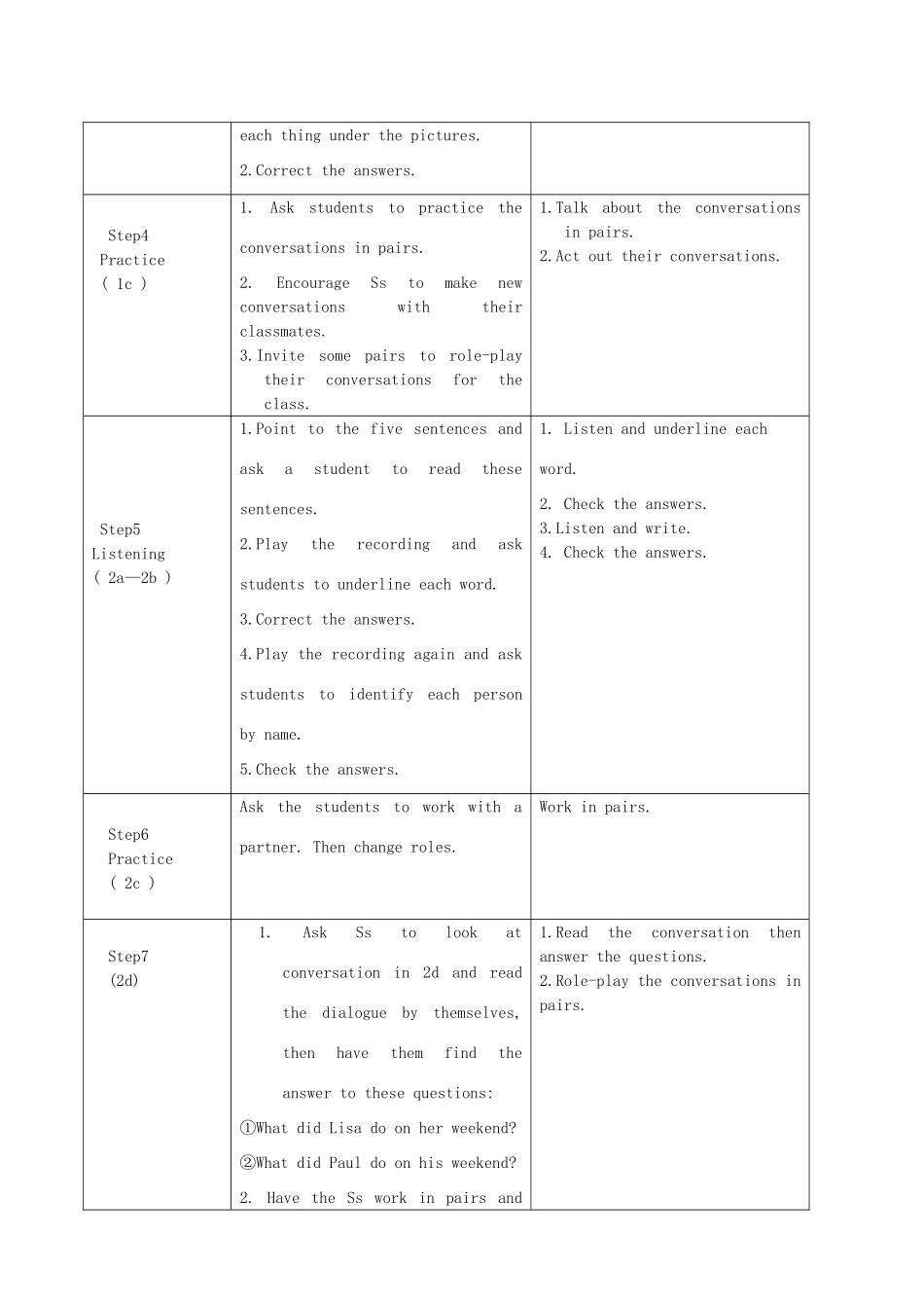 七年级英语下册 Unit 12 What did you do last weekend？教案 （新版）人教新目标版_第3页