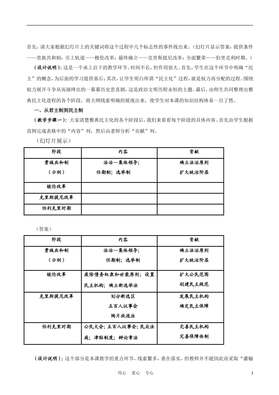 高中历史《雅典城邦的民主政治》教案2 岳麓版必修1_第3页