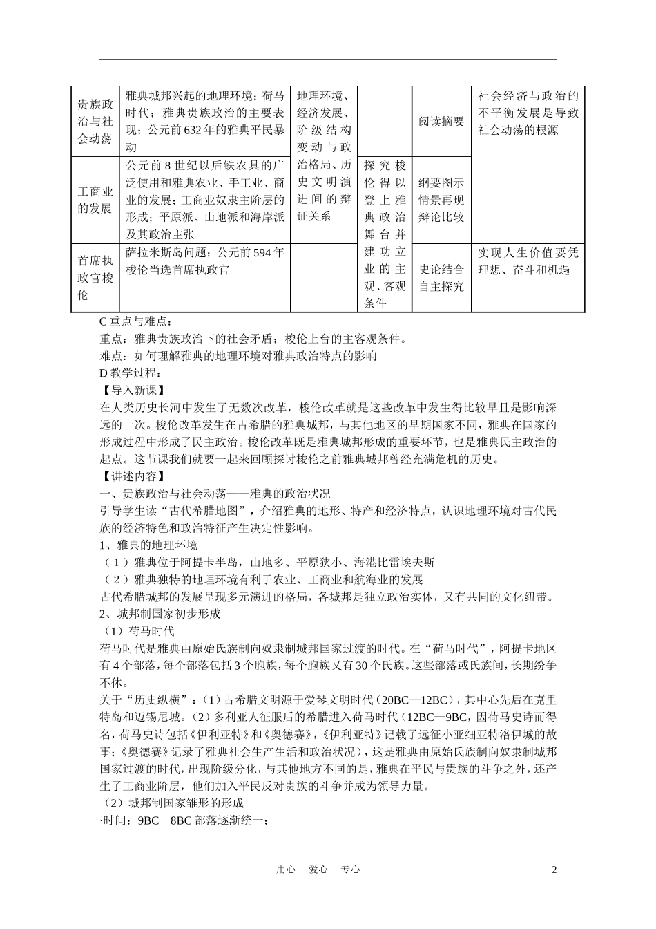 高中历史《雅典城邦的兴起》教案5 新人教版选修1_第2页