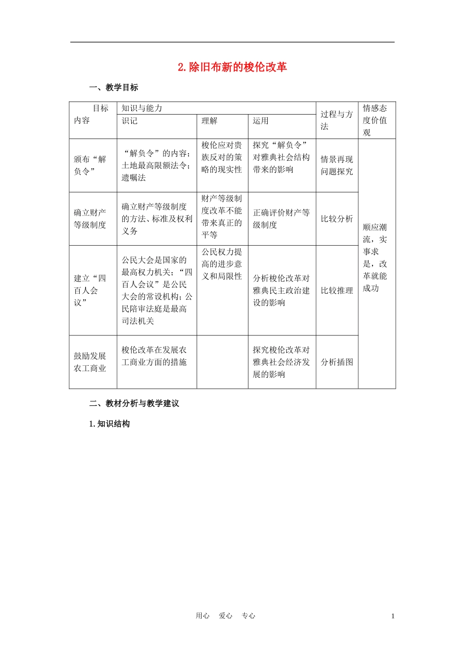 高中历史《除旧布新的梭伦改革》教案6 新人教版选修1_第1页