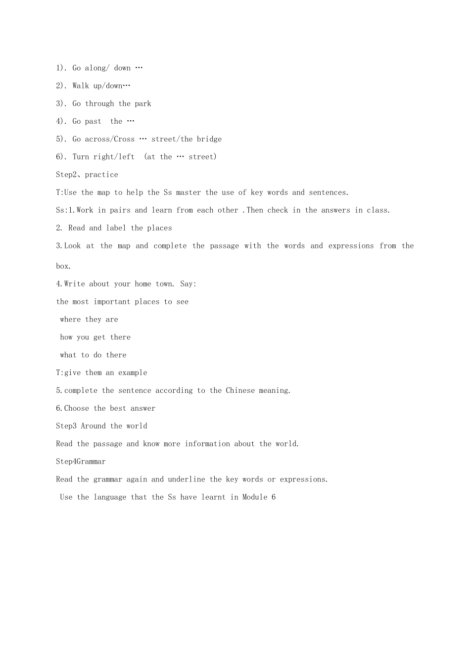 天津市宝坻区新安镇七年级英语下册 Module 6 Around town Unit 3 Language in use教案 （新版）外研版-（新版）外研版初中七年级下册英语教案_第2页