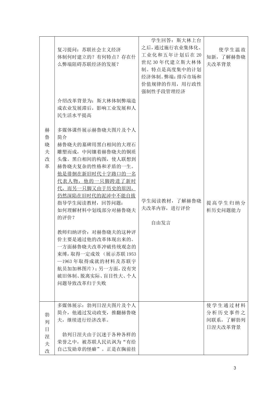 高中历史《苏联的经济改革》教案4 岳麓版必修2_第3页