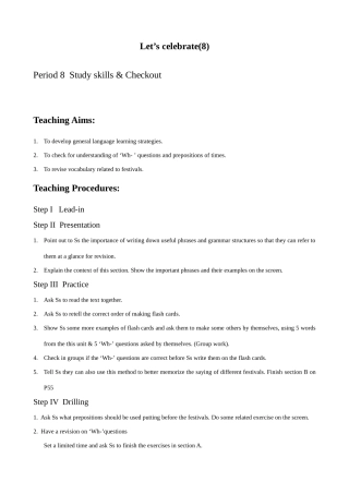 七年级英语Let’s celebrate教案(8)牛津版