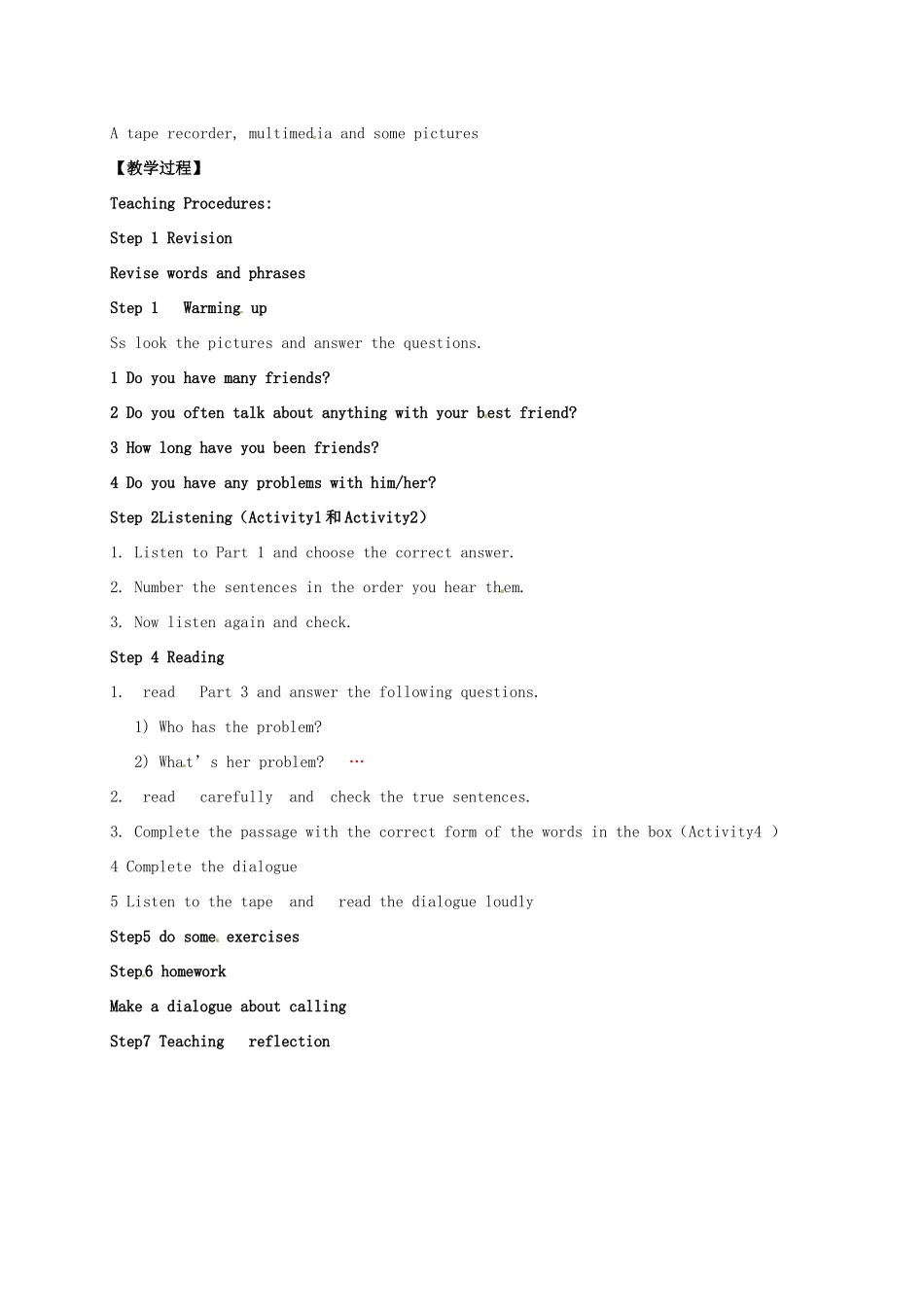 八年级英语下册《Module 9 Friendship Unit 1 Could I ask if you’ve mentioned this to her》教案 （新版）外研版-（新版）外研版初中八年级下册英语教案_第2页