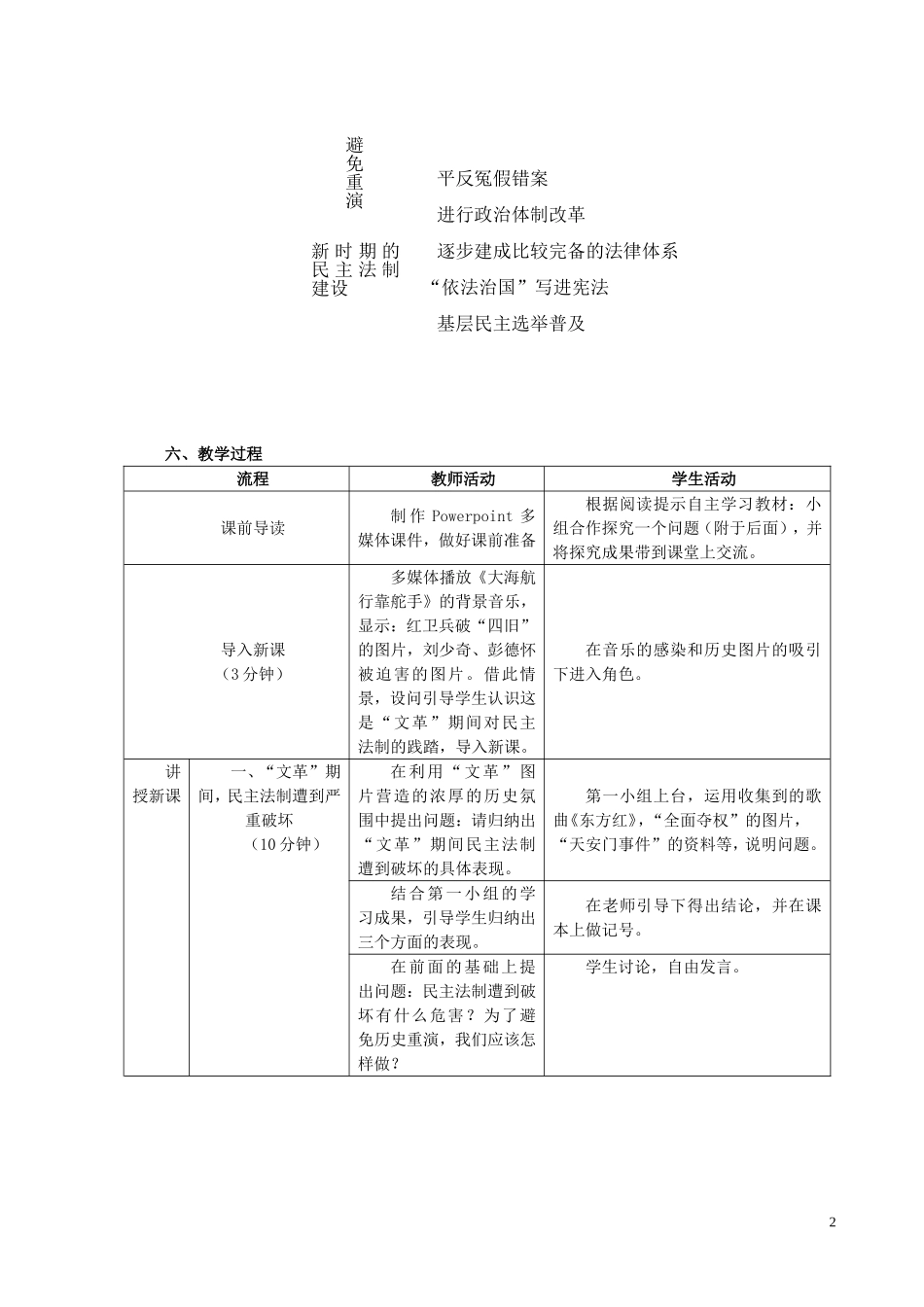 高中历史《民主政治建设的曲折发展》教案5 新人教版必修1_第2页