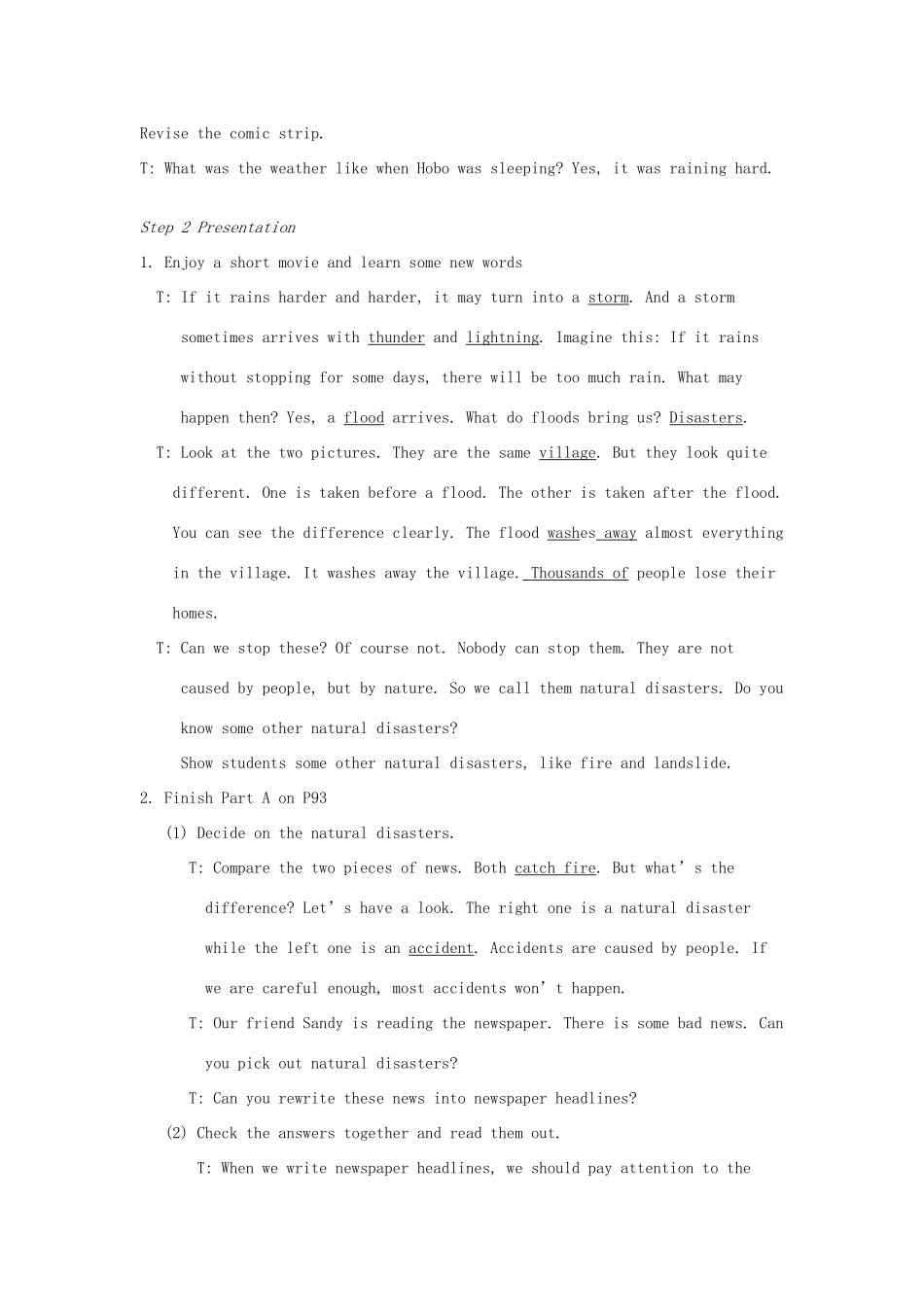 八年级英语上册 Unit 8 Natural disasters Welcome to the unit教案 （新版）牛津版-（新版）牛津版初中八年级上册英语教案_第3页