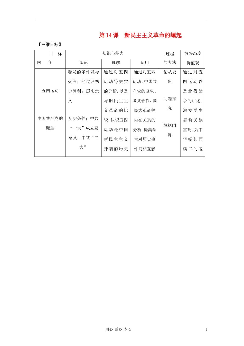 高中历史《新民主主义革命的崛起》教案5 新人教版必修1_第1页