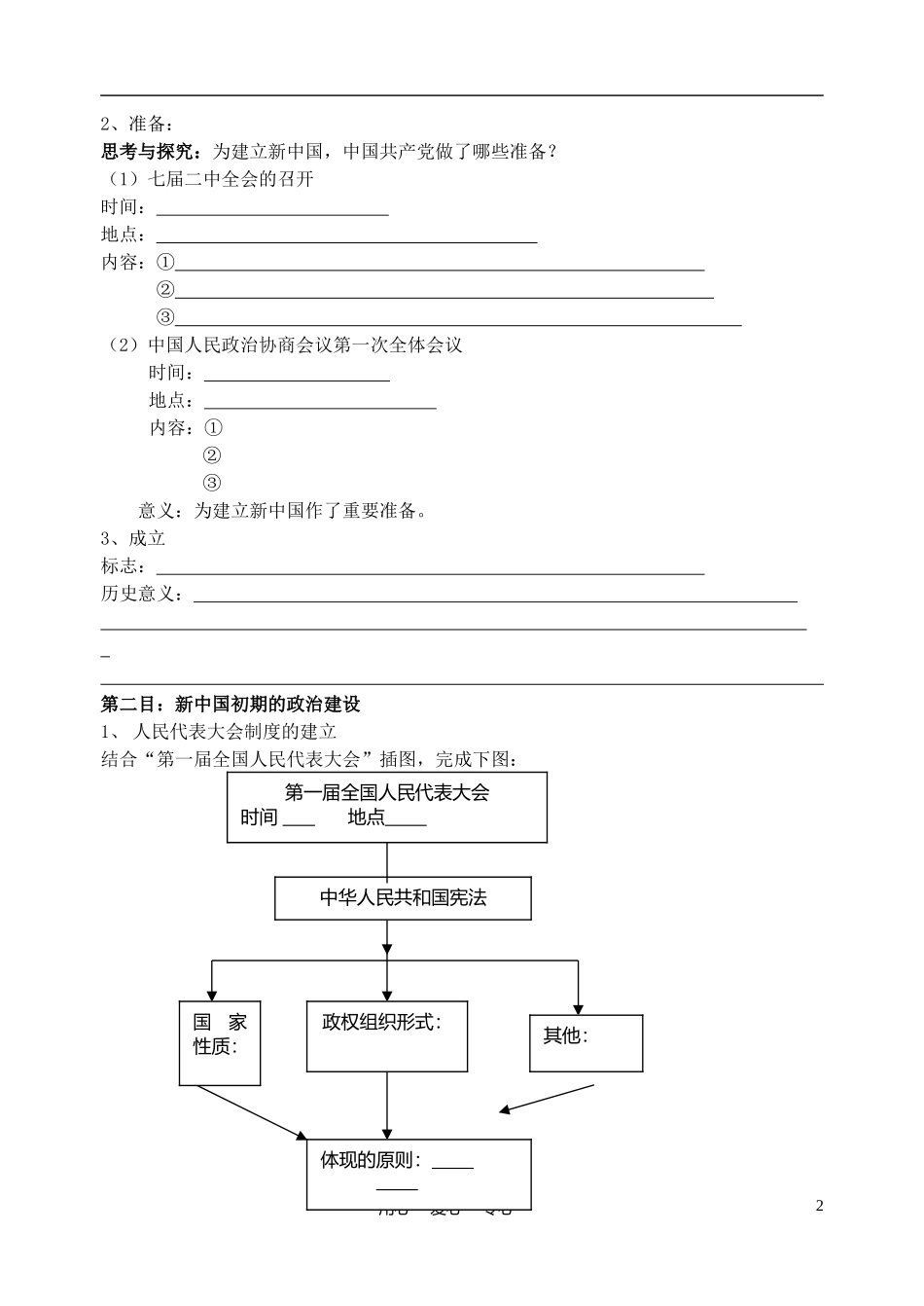 高中历史《新中国初期的政治建设》教案5 人民版必修1_第2页