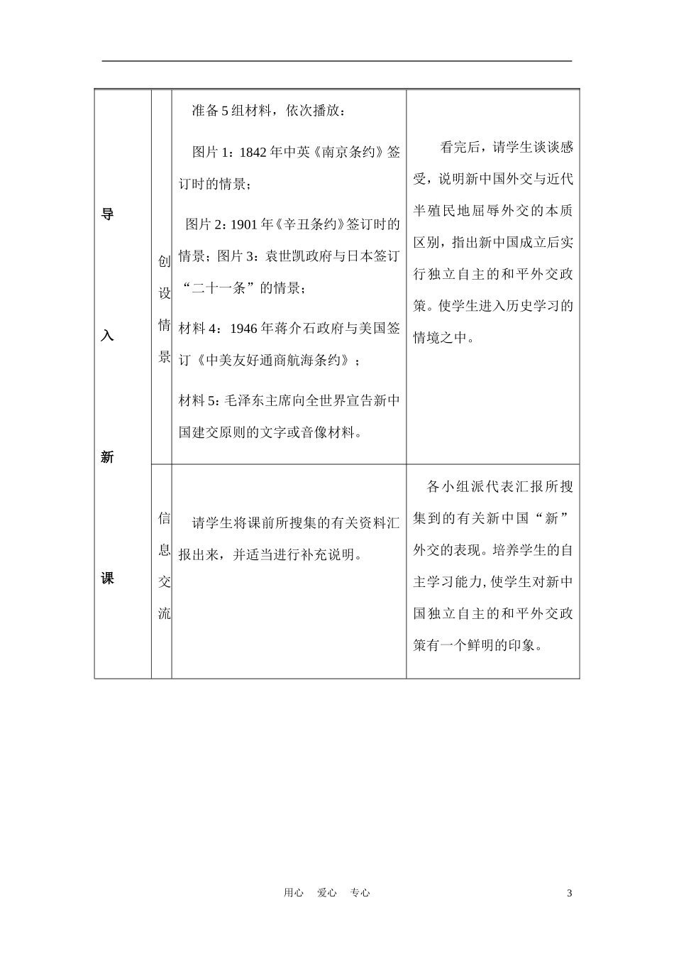 高中历史《新中国初期的外交》教案11 新人教版必修1_第3页