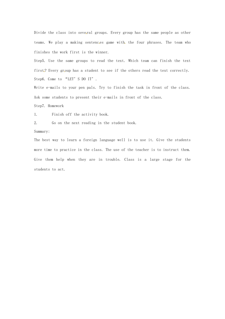 九年级英语上册Unit 1 The Olympics Lesson 7教案 冀教版_第2页