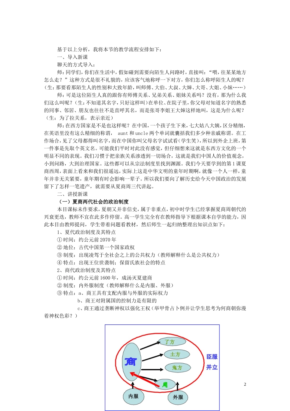 高中历史《夏商制度与西周封建》教案4 岳麓版必修1_第2页