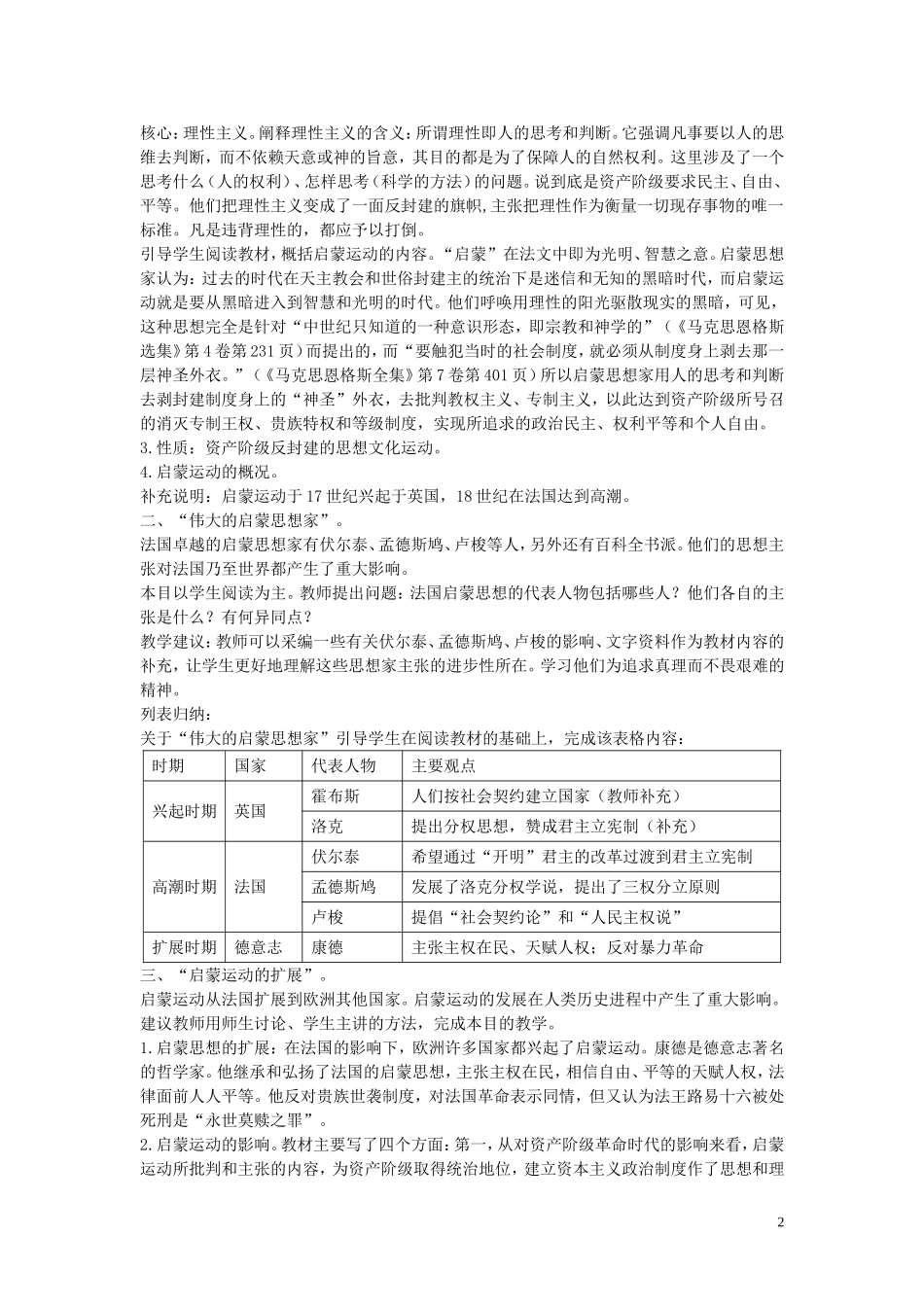 高中历史《启蒙运动-兴起》教案5 新人教版必修2_第2页