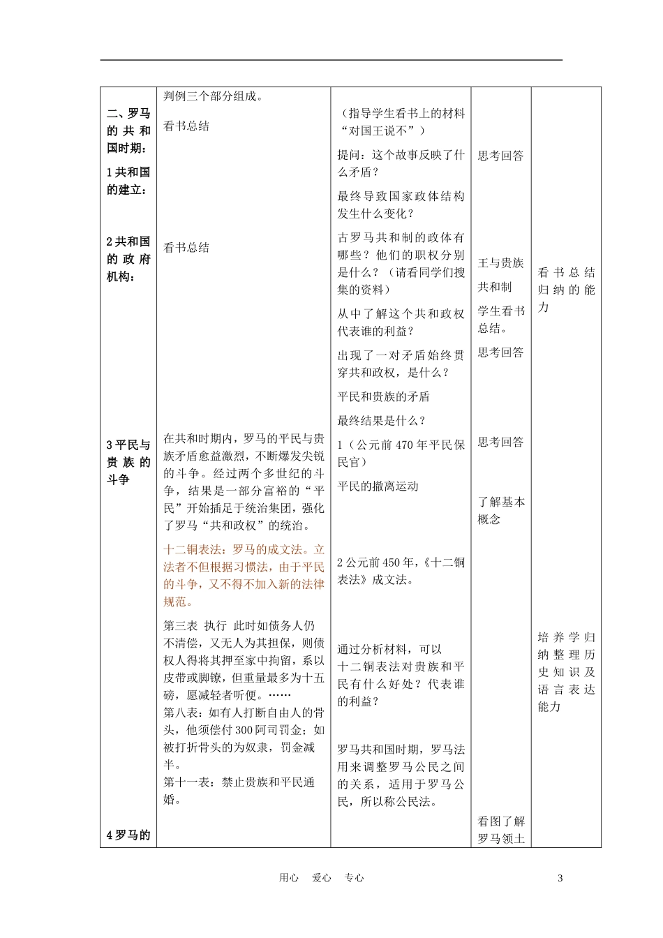 高中历史《古罗马的政制与法律》教案6 岳麓版必修2_第3页