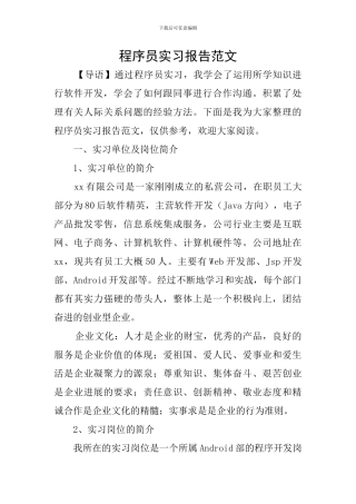 程序员实习报告范文