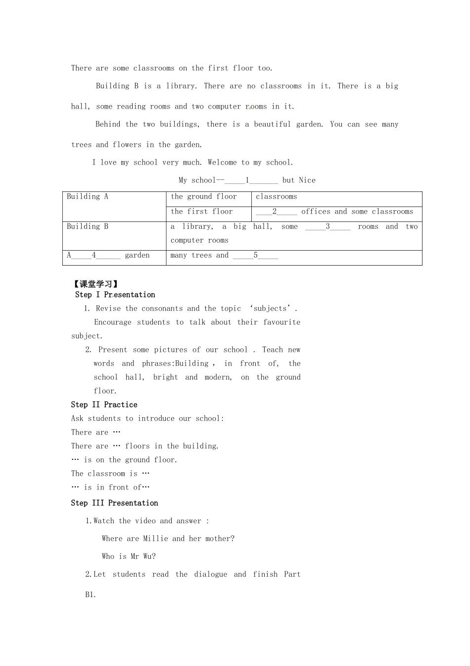 七年级英语上册 Unit 3 Welcome to our school Reading 1教案 （新版）牛津版-（新版）牛津版初中七年级上册英语教案_第2页