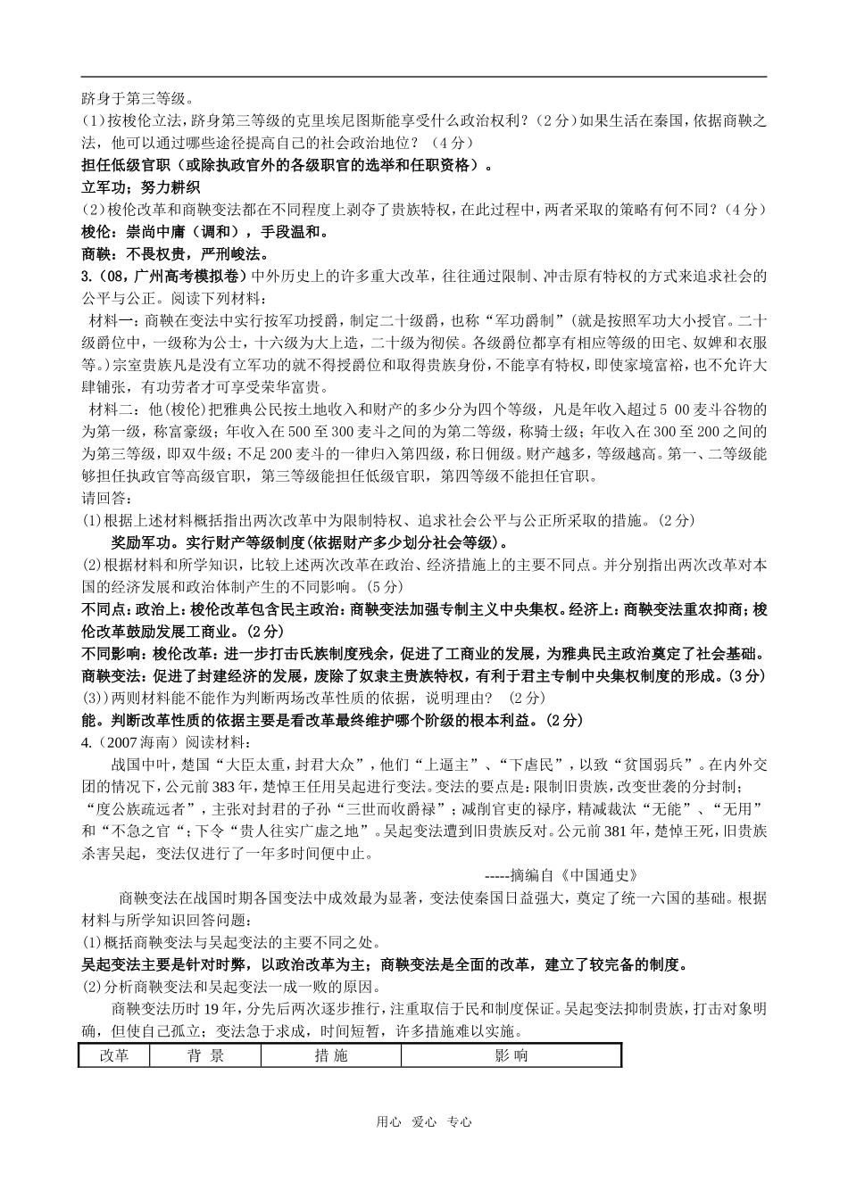 高中历史《历史上重大改革回眸》知识要点与典型考题归纳岳麓版选修1_第2页