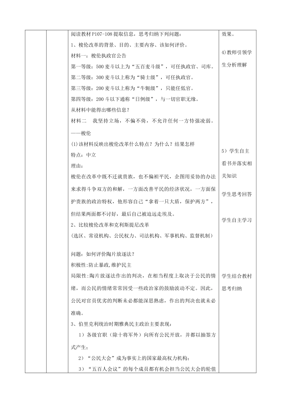 高中历史《卓而不群的雅典》教学设计 人民版必修1-人民版高中必修1历史教案_第2页