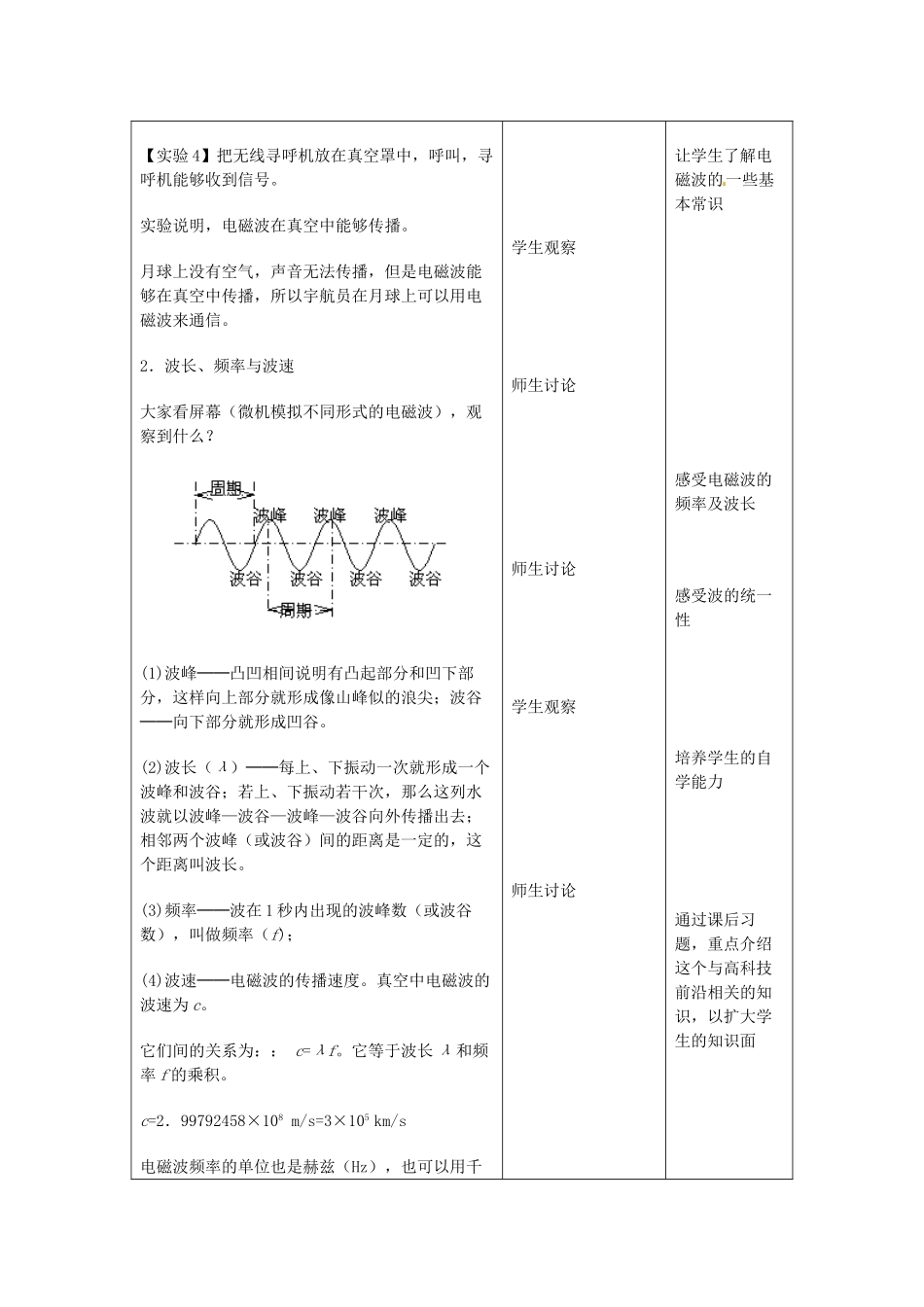 吉林省四平市第十七中学九年级物理全册《21.2 电磁波的海洋》教案2 （新版）新人教版_第3页