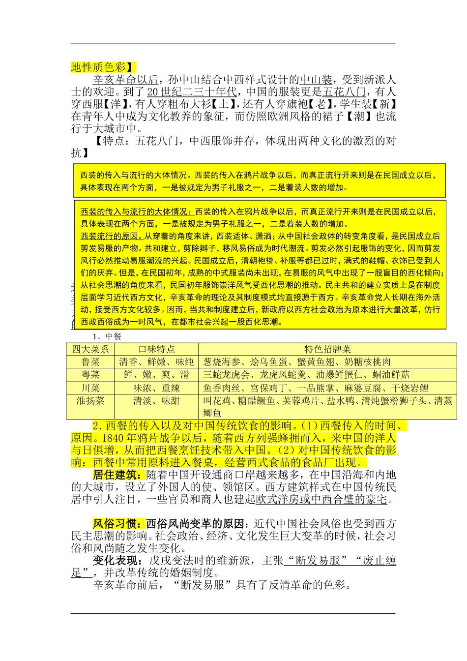 高中历史“二合一”备课笔记  第14课     物质生活与社会习俗的变迁教案新人教版必修_第2页