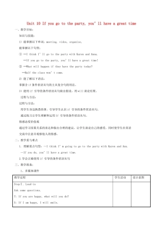 北大绿卡八年级英语上册 Unit 10 If you go to the party  you’ll have a great time（第1课时）Section A（1a-2d）教案 （新版）人教新目标版-（新版）人教新目标版初中八年级上册英语教案