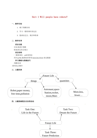八年级英语上册 Unit 1 Will people have robots教案 鲁教版