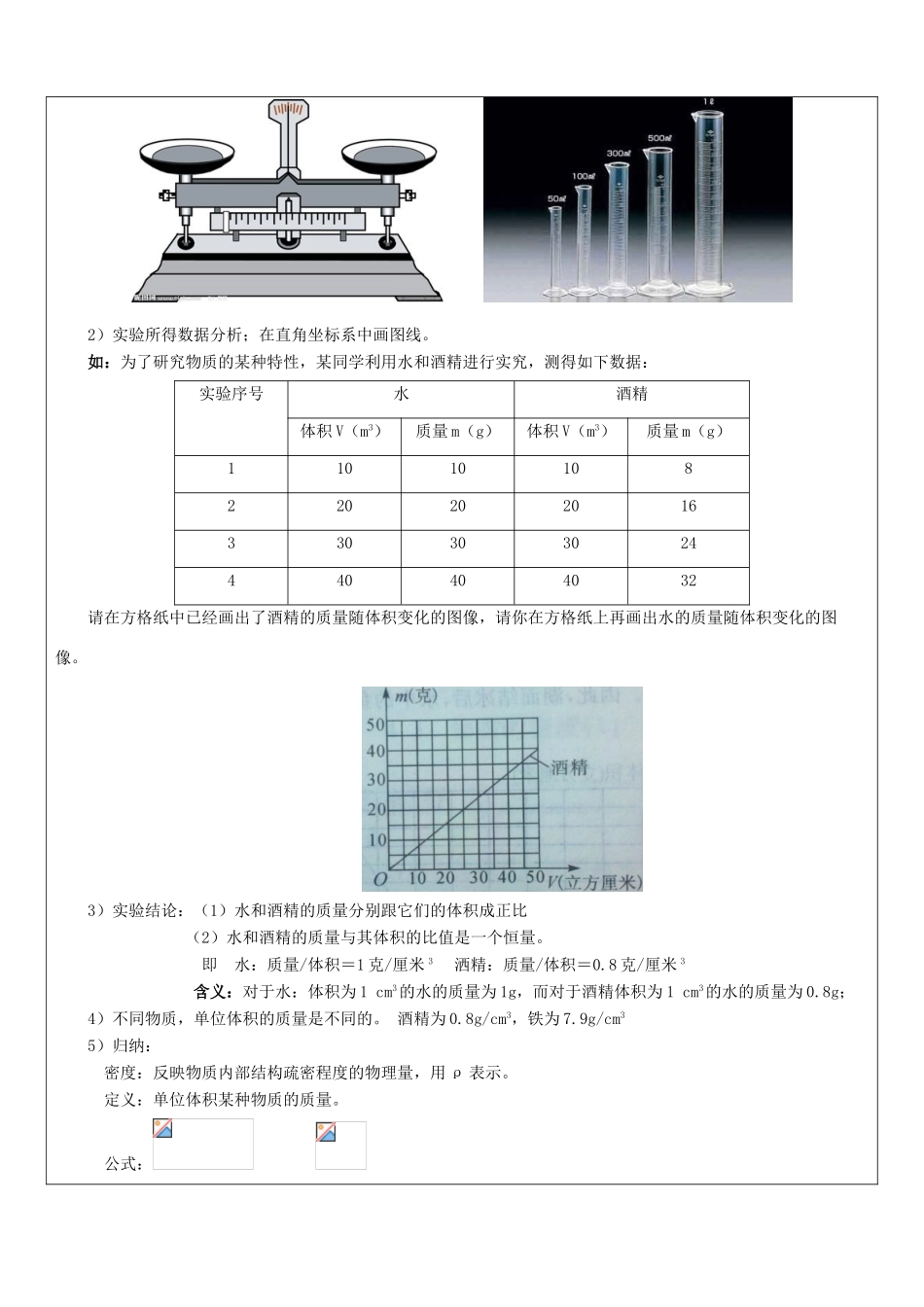 七年级科学上册 教师辅导讲义 物质的密度 浙教版-浙教版初中七年级上册自然科学教案_第2页
