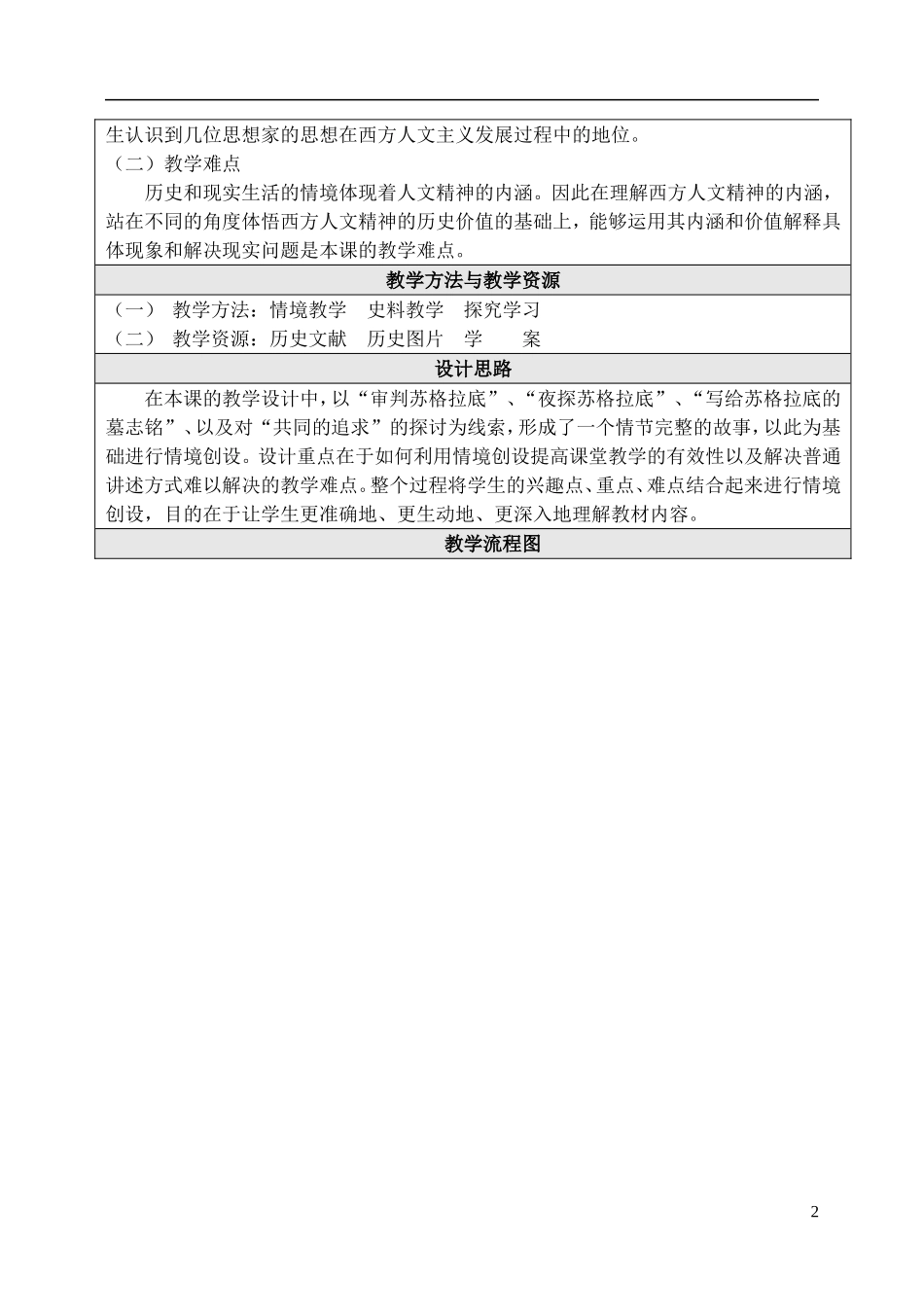 高中历史 西方人文主义思想起源教学设计 新人教版必修3-新人教版高二必修3历史教案_第2页